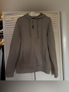 Men's Zip-Front Hooded Sweater - Taupe